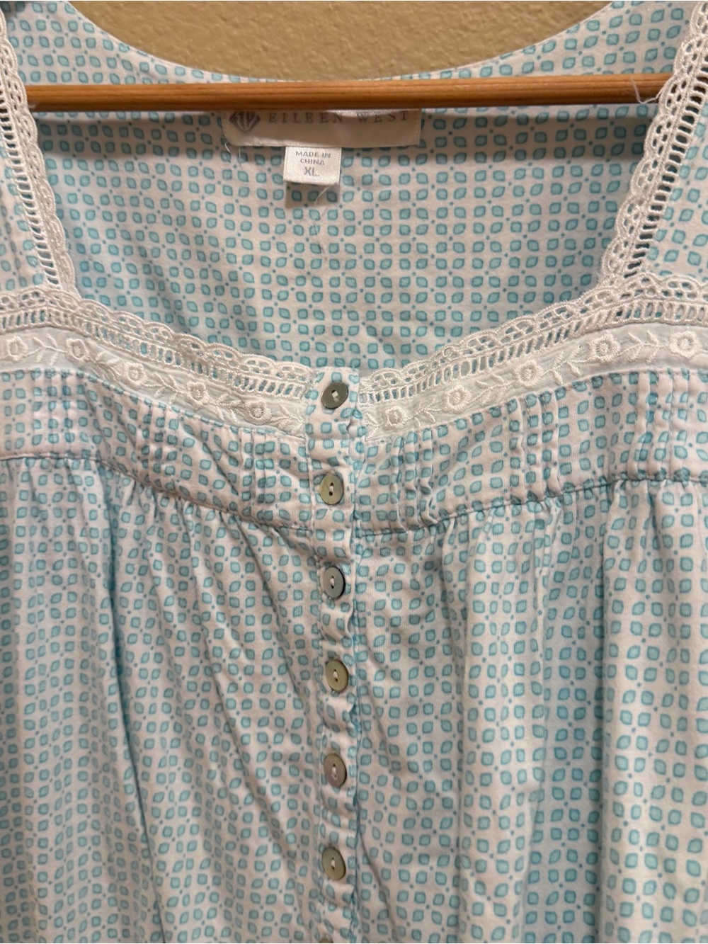 Eileen West Light Blue Smocked Short Sleeve Nigh Gown Dress XL - Picture 9 of 13